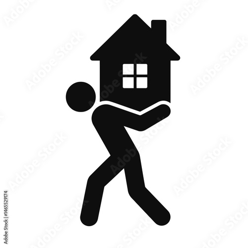 Carrying House Silhouettes in black on a white background