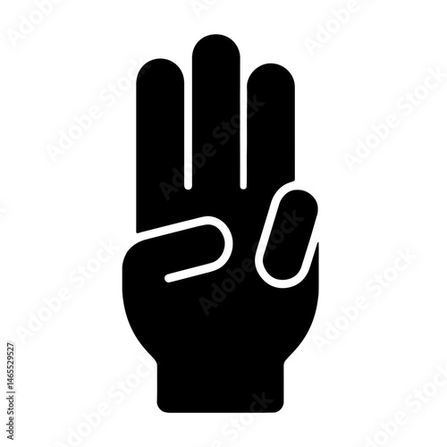  Three Fingers Hand Silhouettes in black on a white background