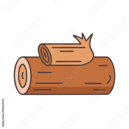 Illustration of stacked wooden logs for lumber industry and forestry products concept art
