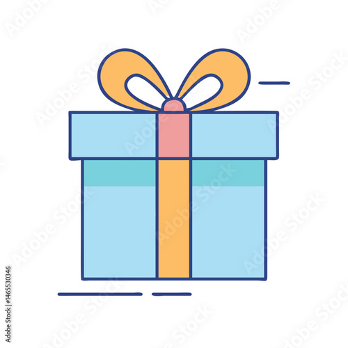 Illustration of present gift box with ribbon bow for birthday celebration special occasion holiday