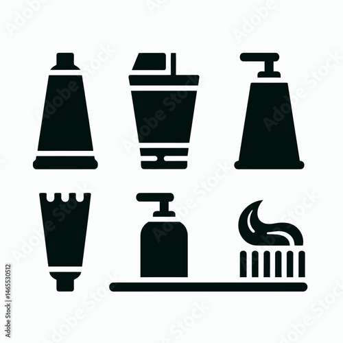  Toothpaste Silhouettes in black on a white background