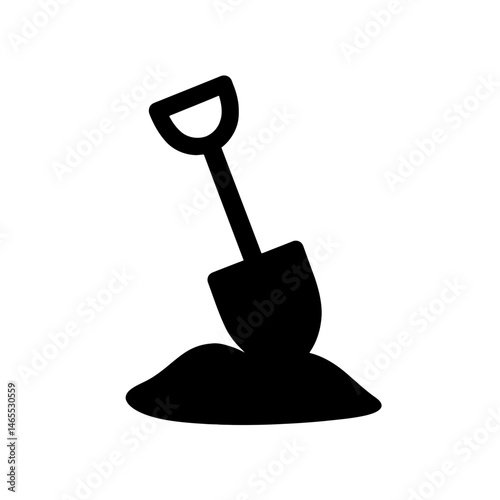  Shovel  Sand Silhouettes in black on a white background 