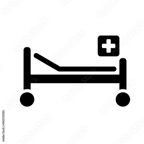  Hospital Bed Silhouettes in black on a white background
