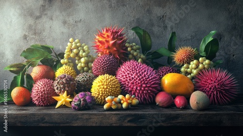 Colorful exotic fruits still life