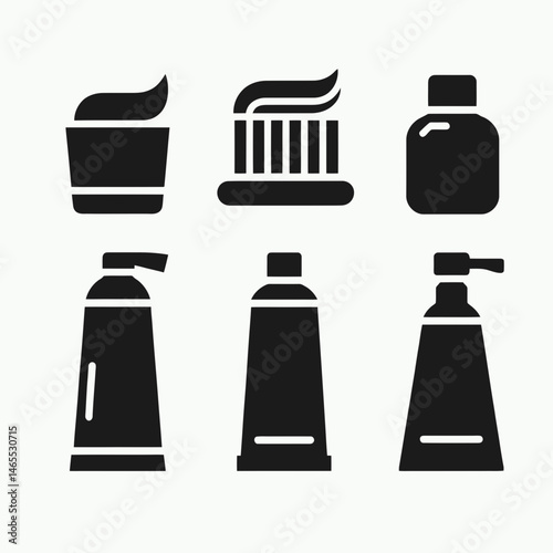  Toothpaste Silhouettes in black on a white background 