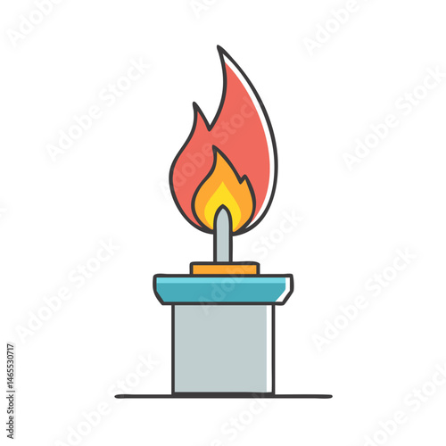 Vector illustration of flame fire burn hot light heat energy danger fuel gas torch candle bright