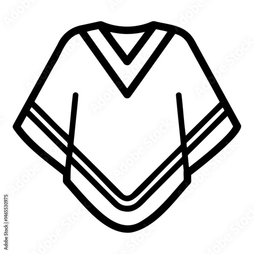 Traditional poncho design in minimalist style showcasing black lines  