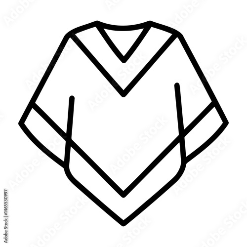 Traditional Poncho outline design in minimalistic style  