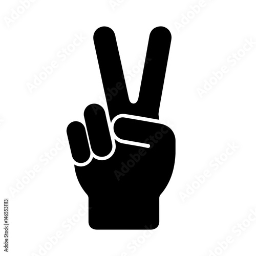  Peace Sign Hand Silhouettes in black on a white background