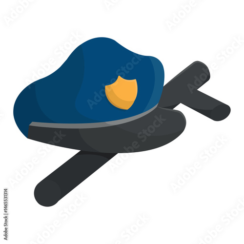 Police hat and baton. Vector