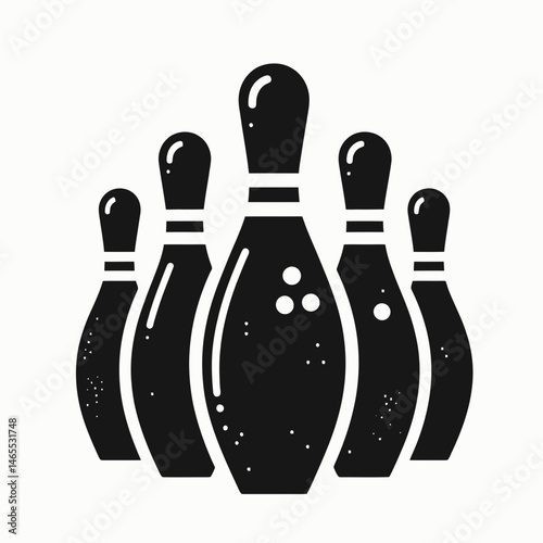  Bowling Pin Silhouettes in black on a white background 