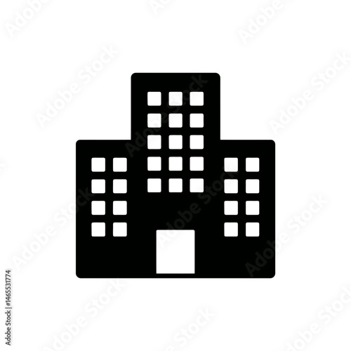  Office Building Silhouettes in black on a white background