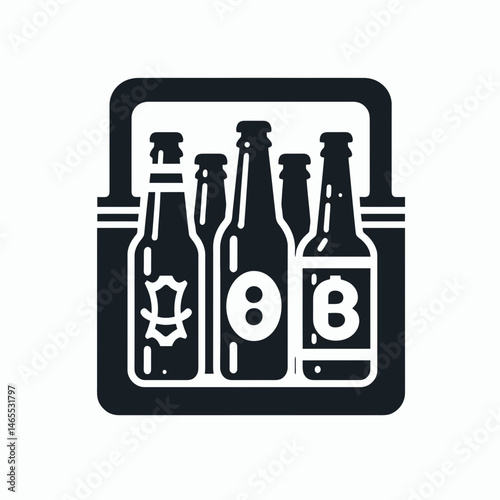  Beer Case Silhouettes in black on a white background