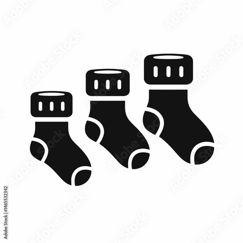 Baby Socks Silhouettes in black on a white background