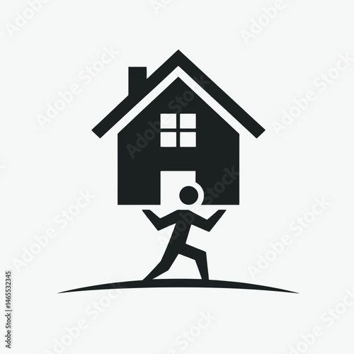   Carrying House Silhouettes in black on a white background