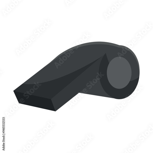 Black referee whistle icon. Vector