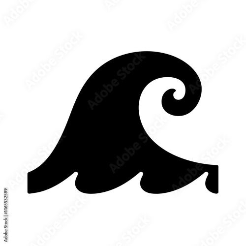  Tsunami Silhouettes in black on a white background