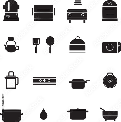 kitchen instrument, cooking tools vector bundle, Clipart, Silhouette, Vector, icons, illustration, design.