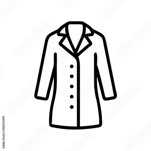 Stylish Trench Coat Outline Design on White Background  