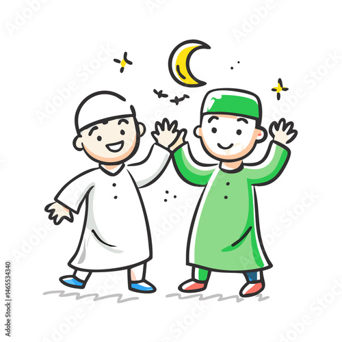 kids celebrating eid icon, kids celebrating eid vector illustration-simple illustration of kids celebrating eid, perfect for kids celebrating eid logos and icons