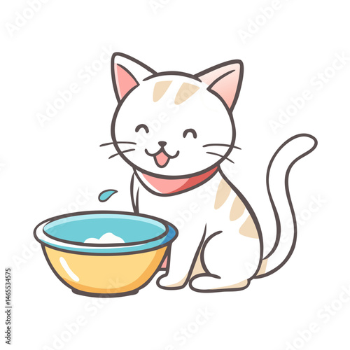 kitten with milk bowl icon, kitten with milk bowl vector illustration-simple illustration of kitten with milk bowl, perfect for kitten with milk bowl logos and icons