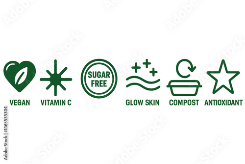 Icons of gummy wellness that combine heart, spark, seal, wave, loop, and star are emerging