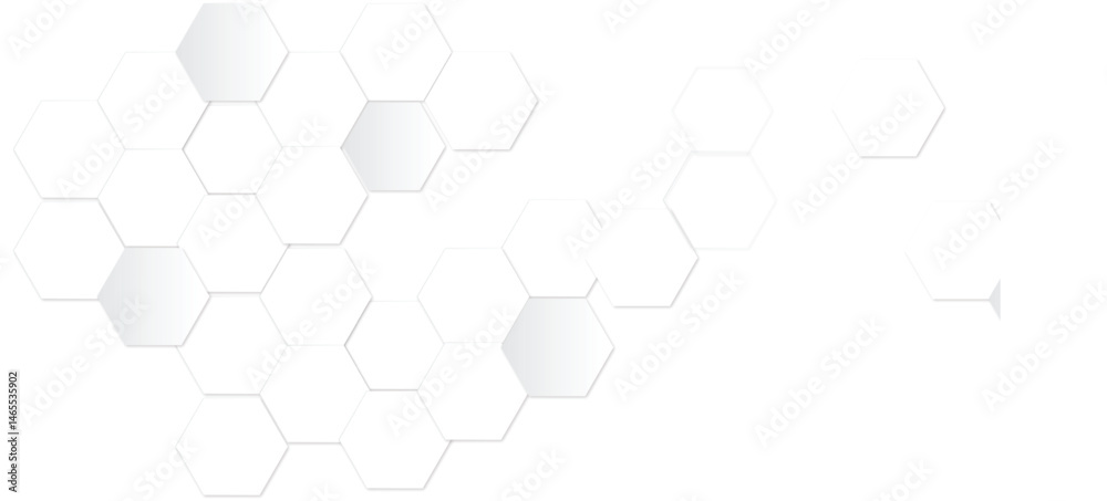 Abstract white and grey seamless hexagon pattern background. Abstract hexagonal concept technology background. Vector Illustration	

