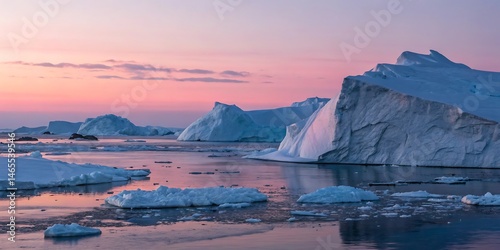 Wallpaper Mural Breathtaking view of majestic icebergs floating in the arctic waters at sunset Torontodigital.ca