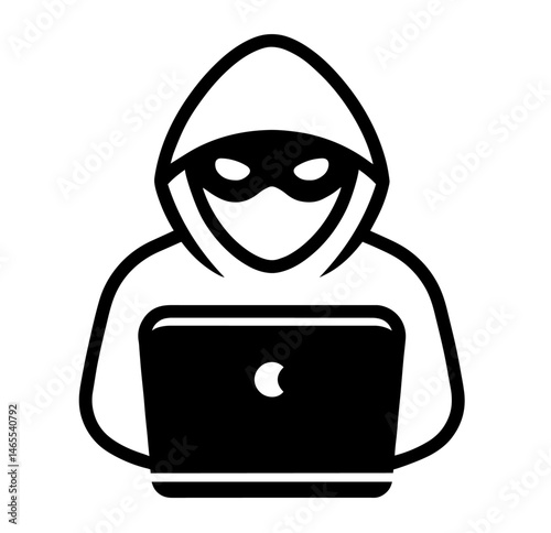 Hacker in hoodie using laptop