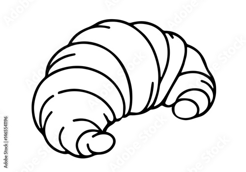 French Croissant with Layered Curved Shape. Classic European Pastry, Crispy Baked Bread Roll, Breakfast Food, Bakery, Cafe Menu, Culinary Art and Morning Meal