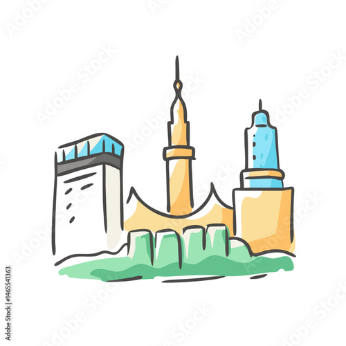 mecca skyline icon, mecca skyline vector illustration-simple illustration of mecca skyline, perfect for mecca skyline logos and icons