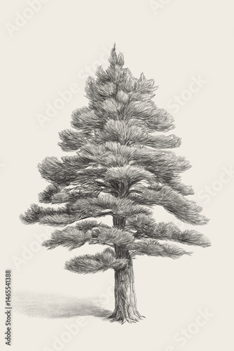 Lebanese cedar Tree sketch - Vintage Illustration Art Print - Farmhouse Botanical 1