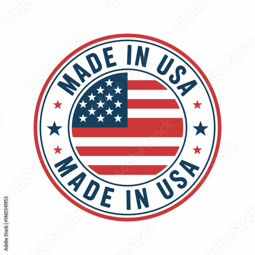Made in USA Badge with American Flag and Stars