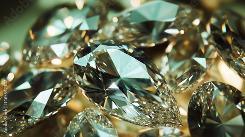 Obraz na płótnie Detailed view of multiple diamond shapes: emerald, oval, marquise, pear. w salonie