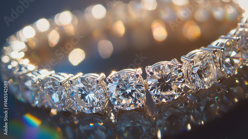 Obraz na płótnie Close-up of a diamond bracelet shimmering in soft light. w salonie