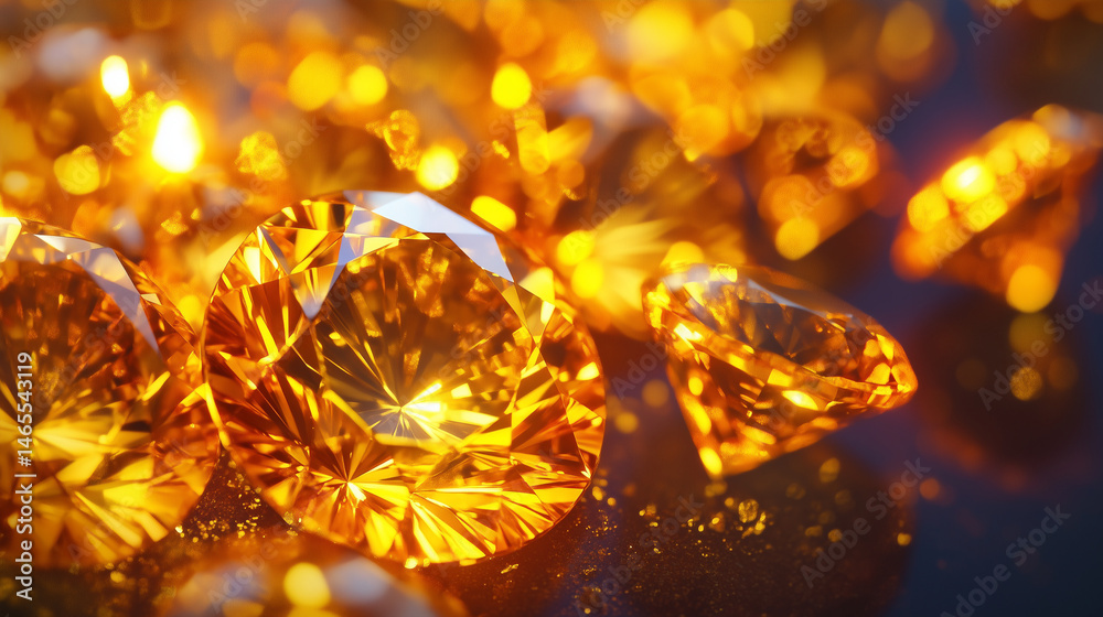 Detailed image of yellow canary diamonds glowing warmly.