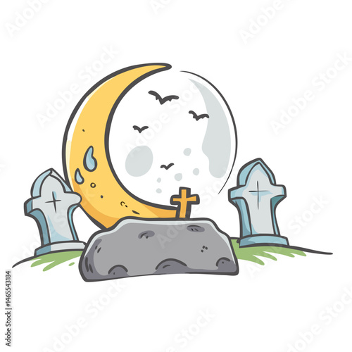 moonlit graveyard icon, moonlit graveyard vector illustration-simple illustration of moonlit graveyard, perfect for moonlit graveyard logos and icons