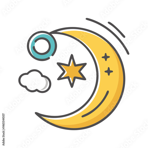 new moon sighting icon, new moon sighting vector illustration-simple illustration of new moon sighting, perfect for new moon sighting logos and icons