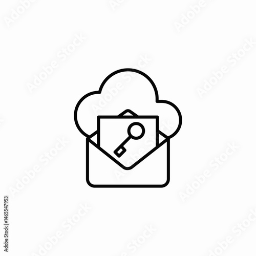 cloud key envelope icon sign vector