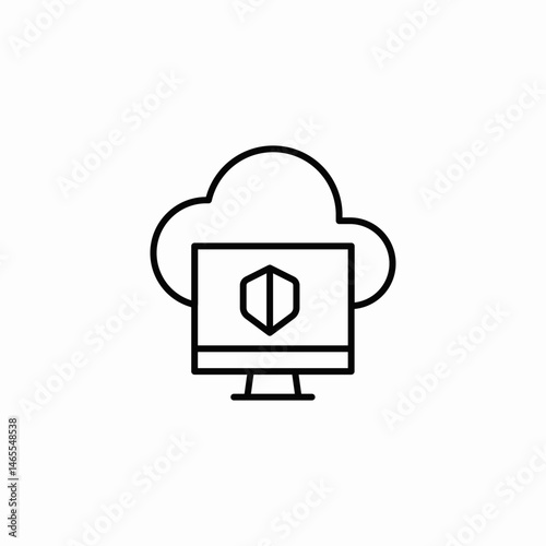 cloud safe computing icon sign vector