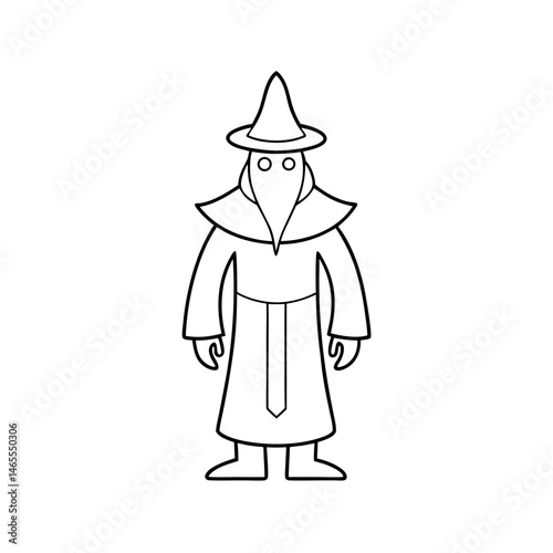 Wizard Character Costume Line Art