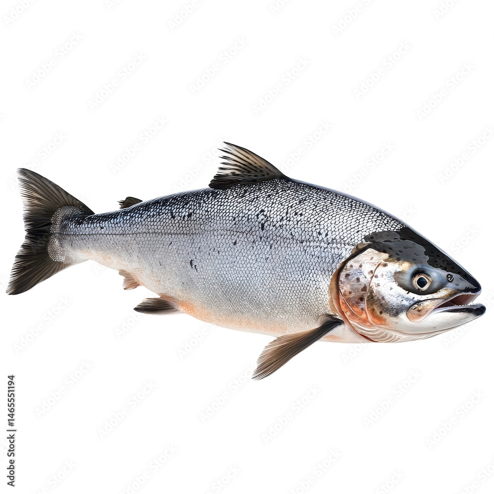 Naklejka premium Salmon isolated on transparent background.