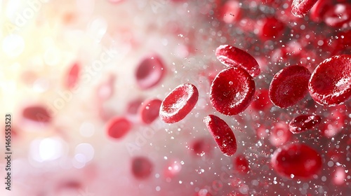 Red Blood Cells Floating in Fluid Detailed Close Up Medical Concept