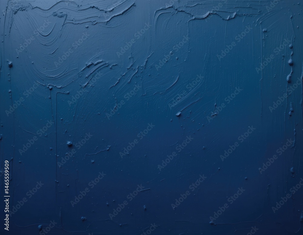 Abstract Blue Texture Painting with Brush Strokes and Rich Color