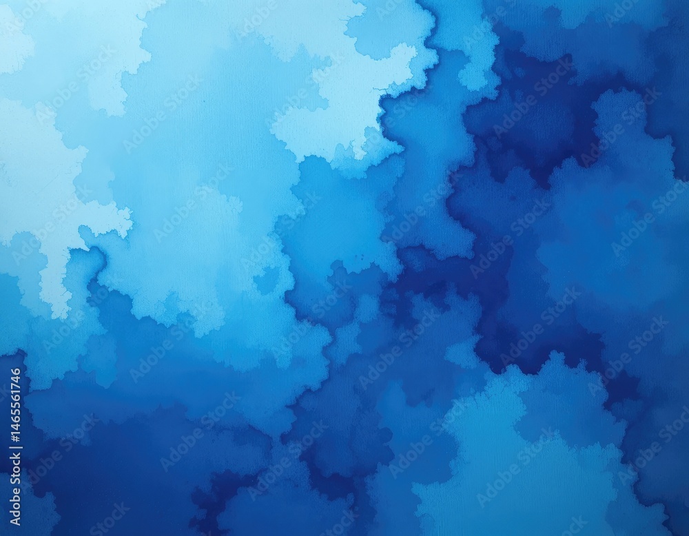 Abstract Watercolor Painting in Shades of Blue for Calm Background
