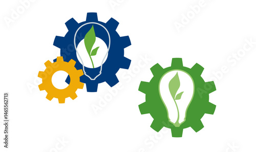 Gears with Lightbulb an Plant