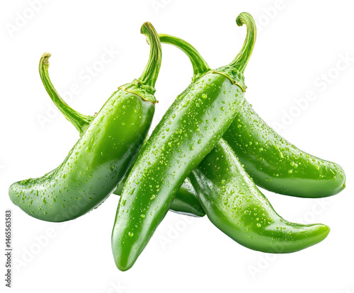 Fresh green jalapenos kitchen food bright isolated on transparent background