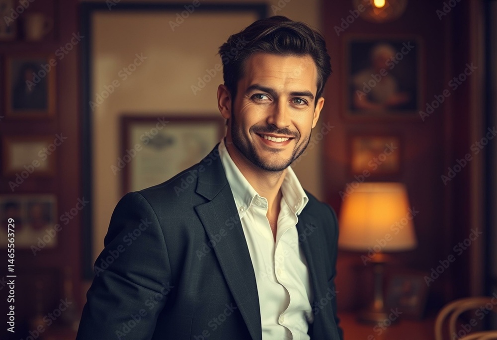 Fototapeta premium Retro male portrait with vintage aesthetic