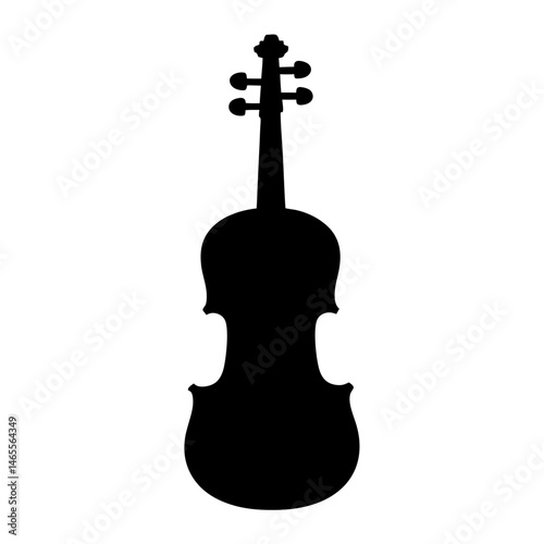 A black silhouette of a violin instrument, commonly used in orchestras