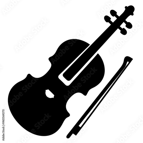 Silhouette illustration of a violin and bow, a classic stringed instrument